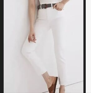 Madewell Classic Straight Cream Ankle Jeans